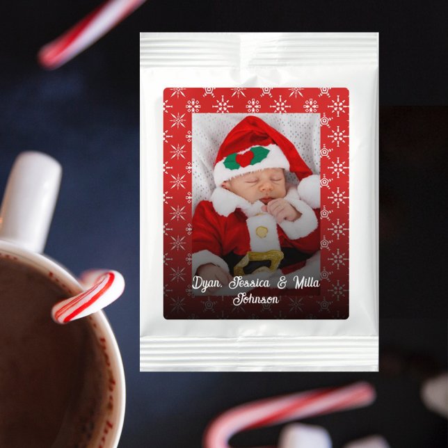 Santa Baby Custom Your Photo Snowflakes with Red Hot Chocolate Drink Mix (Creator Uploaded)
