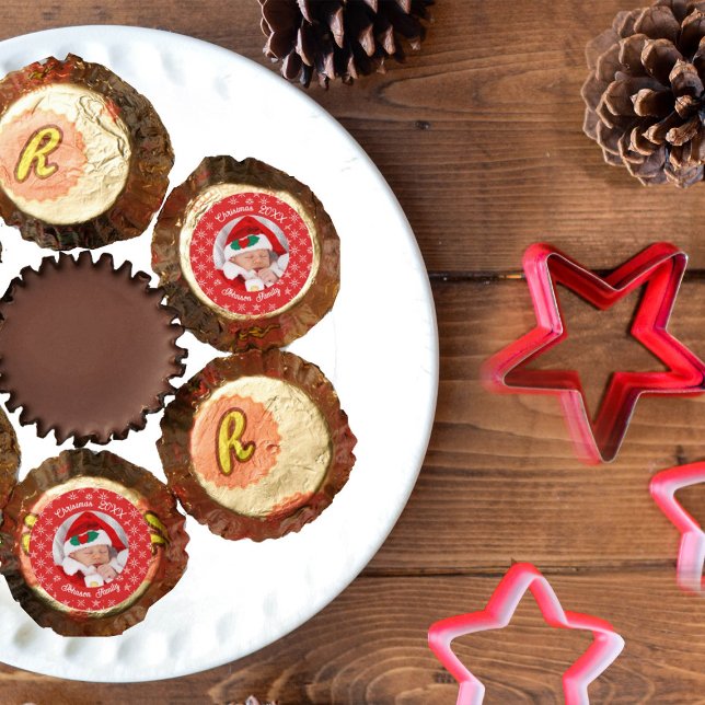 Santa Baby Custom Your Photo Snowflakes with Red Reese's Peanut Butter Cups (Creator Uploaded)