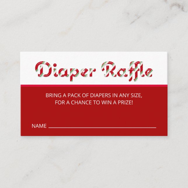 Santa Baby Diaper Raffle Card (Red Candy Cane) (Front)