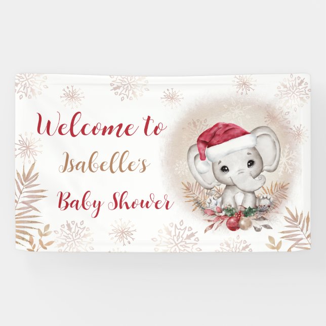 Santa Baby Elephant Boy Baby Shower Banner (Horizontal)