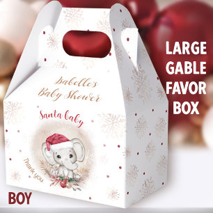 Santa Baby Elephant Christmas Baby Shower Large Favor Boxes
