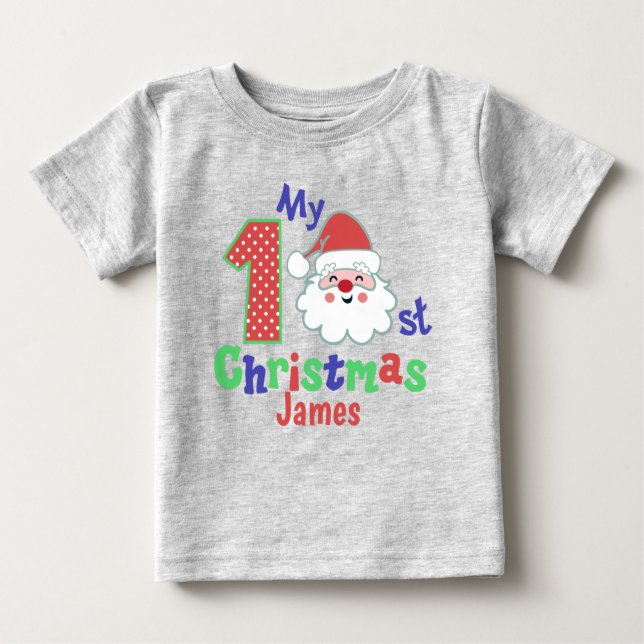 Santa Baby First Christmas Personalized T-Shirt (Front)