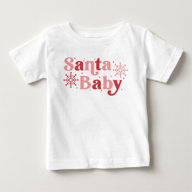 Santa Baby - Fun Holiday Typography Design Baby T-Shirt (Front)