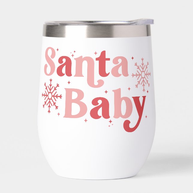 Santa Baby - Fun Holiday Typography Design Thermal Wine Tumbler (Left)