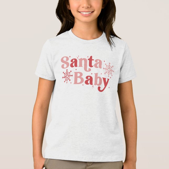 Santa Baby - Fun Holiday Typography Design Tri-Blend Shirt (Front)