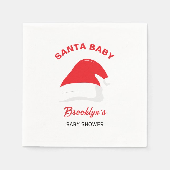 Santa Baby Gender Neutral Baby Shower Winter Hat Napkins (Front)