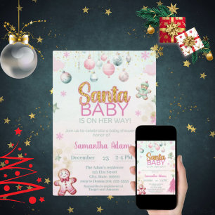Santa Baby Girl Baby Shower  Invitation