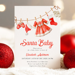 Santa Baby Girl Baby Shower Invitation