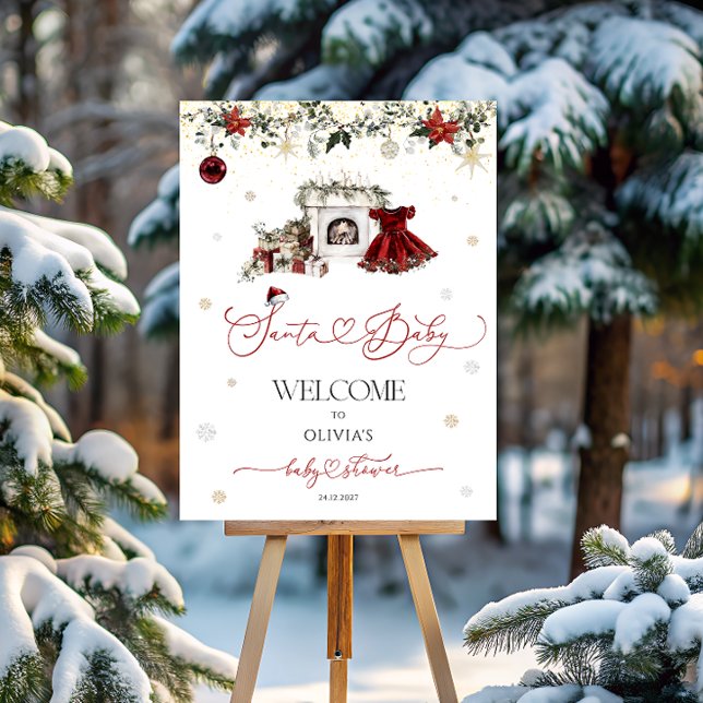 Santa Baby Girl Baby Shower Welcome Foam Board (Creator Uploaded)