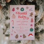 Santa Baby Girl Christmas Baby Shower  Invitation<br><div class="desc">Whimsical and sweet Christmas theme baby shower invitation card featuring hand drawn illustration of holiday motifs. The text says "Santa Baby." Perfect for a girl's baby shower.</div>