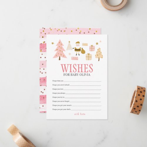 Santa Baby Girl Shower Wishes for Baby Note Card