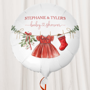 Santa Baby Girl Winter Christmas Baby Shower Balloon