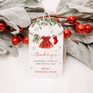 Santa Baby Girl Winter Christmas Baby Shower Favor Gift Tags