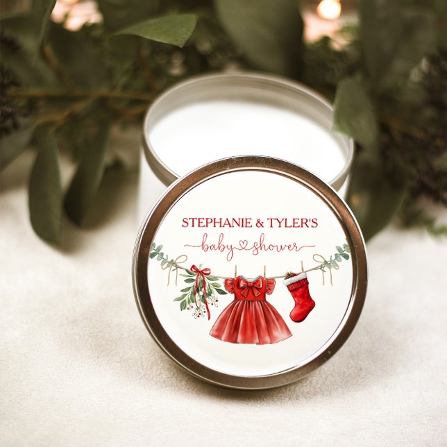Santa Baby Girl Winter Christmas Baby Shower Mini Candle Favors (Creator Uploaded)