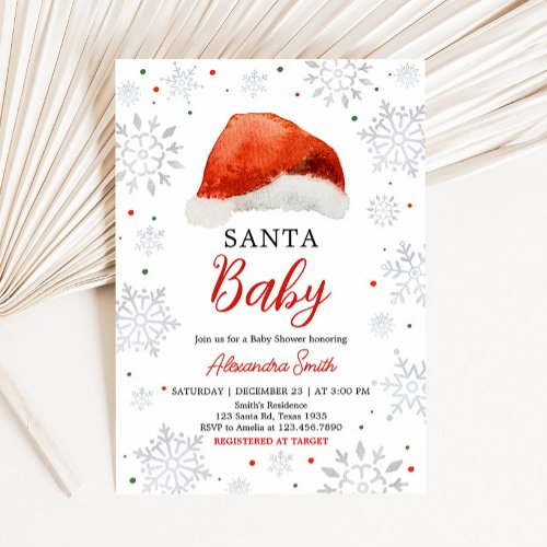 Santa Baby Hat Baby Shower  Invitation