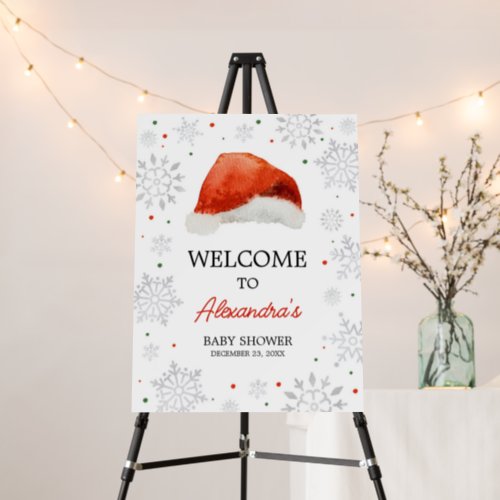 Santa Baby Hat Baby Shower Welcome Sign