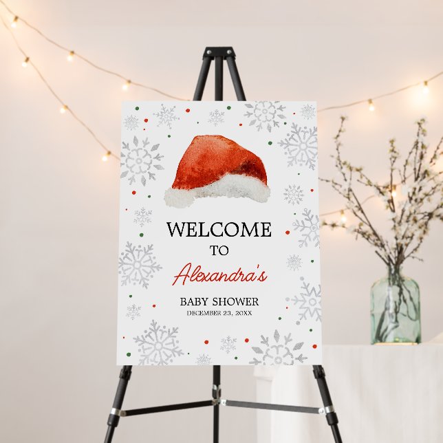 Santa Baby Hat Baby Shower Welcome Sign (In Situ (Stand))