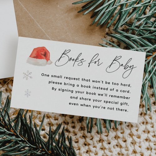 Santa Baby Holiday Baby Shower Book Request Enclosure Card