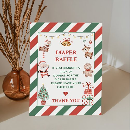 Santa Baby Holiday Baby Shower Diaper Raffle  Pedestal Sign