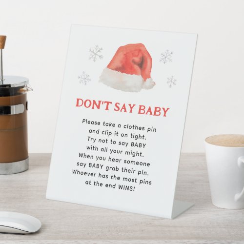 Santa Baby Holiday Baby Shower Dont Say Baby Game Pedestal Sign
