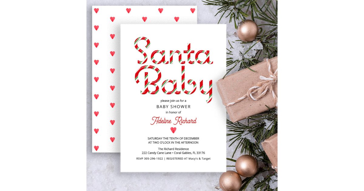 Santa Baby Holiday Baby Shower Invitation | Zazzle