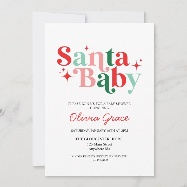 Santa Baby Holiday Baby Shower Invitation (Front)