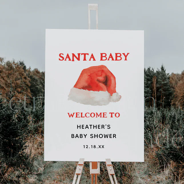 Santa Baby Holiday Baby Shower Welcome Sign | Zazzle