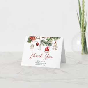 Santa Baby Holiday Christmas Baby Shower Folded Letterpress Thank You Card