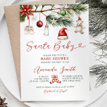Santa Baby Holiday Christmas Baby Shower Invitation<br><div class="desc">EDITABLE Santa Baby Holiday Christmas Baby Shower Invitation
Elegant Greenery Red Poinsettia Baby Toys Party</div>