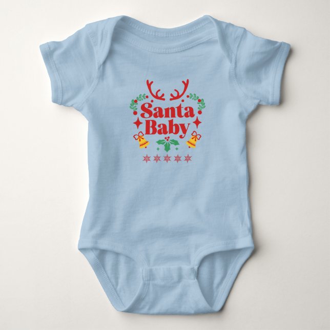 Santa Baby Holiday Fun - Boy Baby Bodysuit (Front)