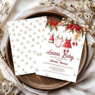 Santa Baby Holiday Winter Baby Cloth baby shower Invitation