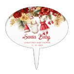 Santa Baby Holiday Winter Christmas Baby Shower Cake Topper