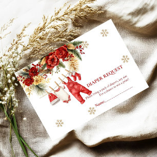 Santa Baby Holiday Winter diaper raffle request Enclosure Card