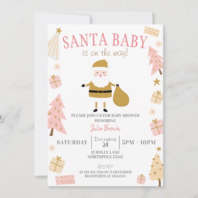 Santa Baby is on the way, Christmas Baby Shower Invitation (Front)