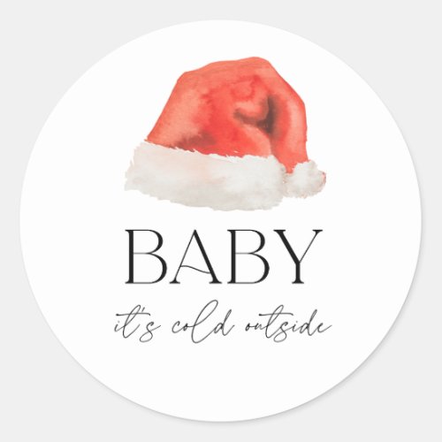 Santa Baby Its Cold Outside Baby Shower Favors Classic Round Sticker