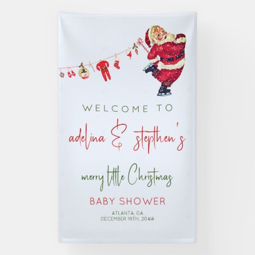 Santa Baby Little Christmas Winter Baby Shower Banner