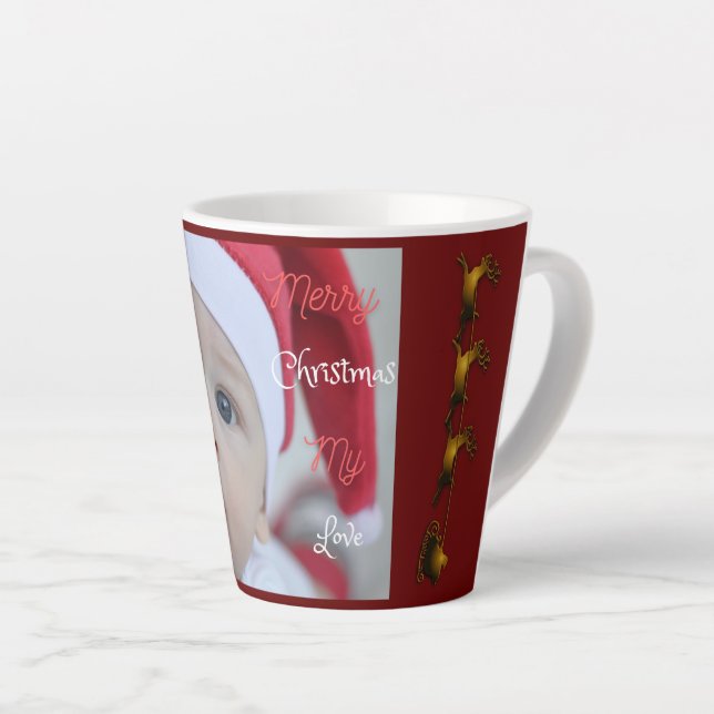 Santa Baby Merry Christmas Personalized Photo  Latte Mug (Right Angle)