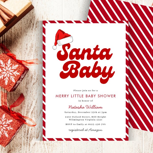Santa Baby Merry Little Christmas Baby Shower  Invitation (Creator Uploaded)