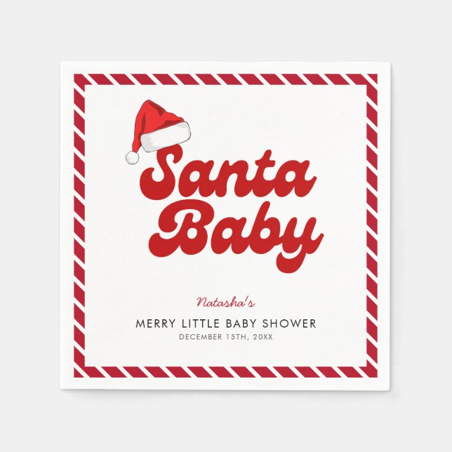 Santa Baby Merry Little Christmas Baby Shower  Napkins (Front)
