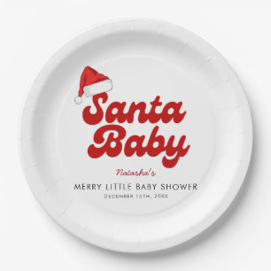 Santa Baby Merry Little Christmas Baby Shower Paper Plates