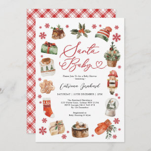 Santa Baby - Modern Christmas Winter Baby Shower Invitation