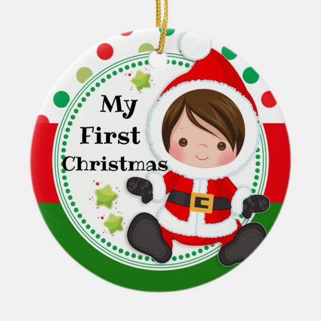 Santa Baby My First 1st Christmas Ceramic Ornament (Front)
