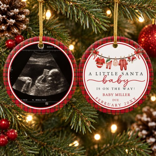Santa Baby on the Way Baby Clothesline Baby Shower Ceramic Ornament