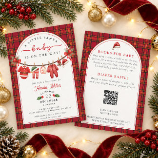 Santa Baby on the Way Baby Clothesline Baby Shower Invitation