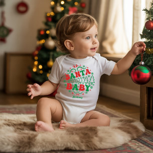 Santa Baby Personalized Retro Christmas Baby Bodysuit
