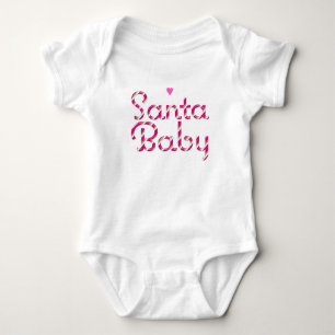 Santa Baby Pink Candy Cane Christmas Baby Bodysuit