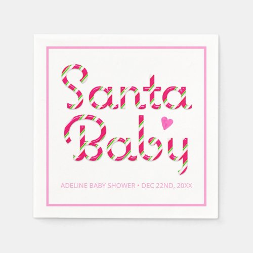Santa Baby Pink Christmas Baby Shower  Napkins