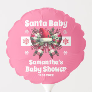 Santa Baby Pink Christmas Bow Baby Shower Balloon