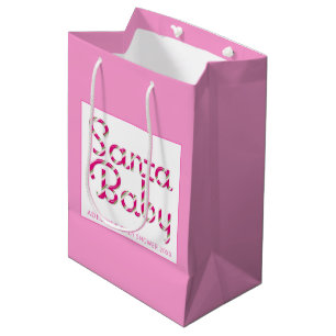 Santa Baby Pink Holiday Baby Shower Gift Bag