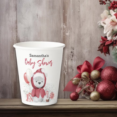Santa Baby Polar Teddy Bear Christmas   Paper Cups